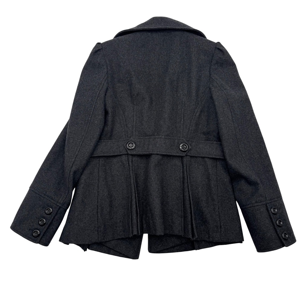 Guess Womens Wool Blend Double Breasted Pea Coat Charcoal Grey Peplum Jacket M - Picture 6 of 6